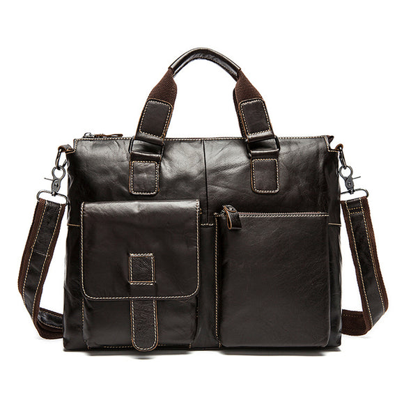 Men Leather Travel Luggage Bag Business Laptop Shoulder Messenger Handbag Briefcase Portfolio