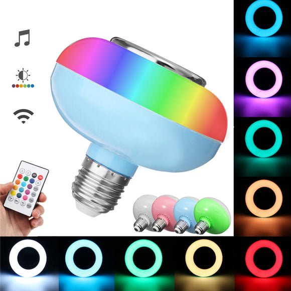 E27 12W RGB LED Light Bulb Lamp bluetooth Remote Control Music Speaker Play AC85-265V