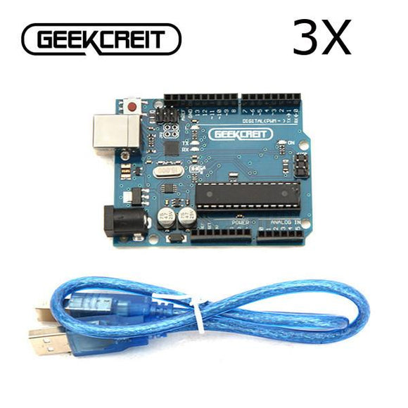 3Pcs Geekcreit Arduino Compatible UNO R3 ATmega16U2 AVR USB Development Main Board