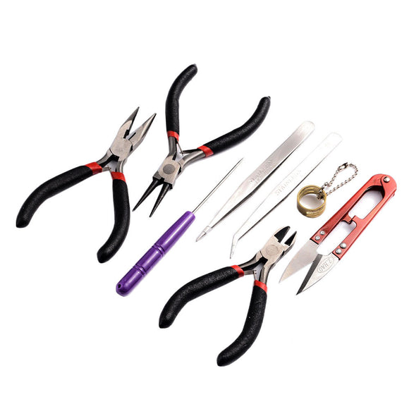 8PCS/Set Mini Black Bent Crimping Pliers For DIY Beading Jewelry Making Pliers Fit Tools