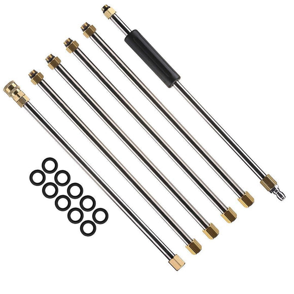 6Pcs High Pressure Cleaner Extension Metal Rod Water Washer Sprayer Tools 14x1.5mm Pressure Washer Extension Rod