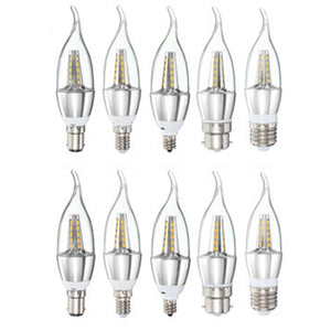 85-265V 4W E27 E14 B22 E12 25 SMD 2835 430Lm Silvery LED Candle Light Bulb Pure White Warm White