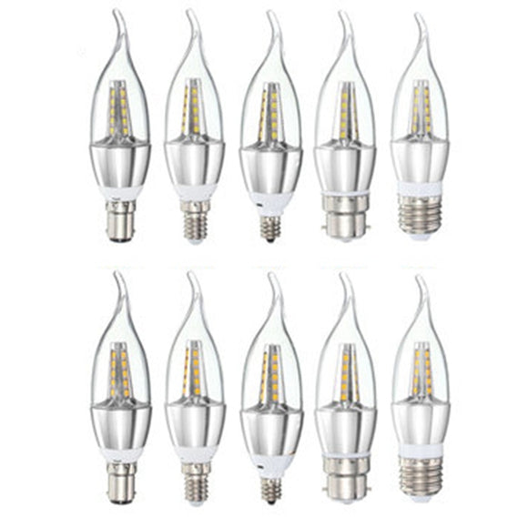 85-265V 4W E27 E14 B22 E12 25 SMD 2835 430Lm Silvery LED Candle Light Bulb Pure White Warm White