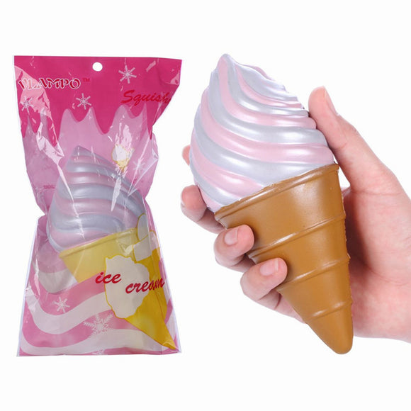 2PCS Vlampo Squishy Ice Cream Cone Jumbo 18cm Slow Rising Original Packaging Gift Decor Toy