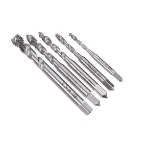 Drillpro 5pcs M3-M8 HSS Spiral Screw Tap Machine Thread Tap for Alumunium and Alumunium Alloy