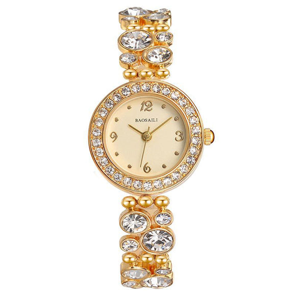 BAOSAILI B-8209 Gleaming Diamond Ladies Bracelet Watch Stainless Steel Strap Quartz Watch