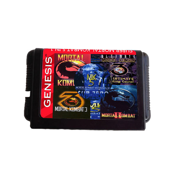 16 Bit Mortal Kombat Serise 5 in 1 Game Cartrige for MD Sega GENESIS