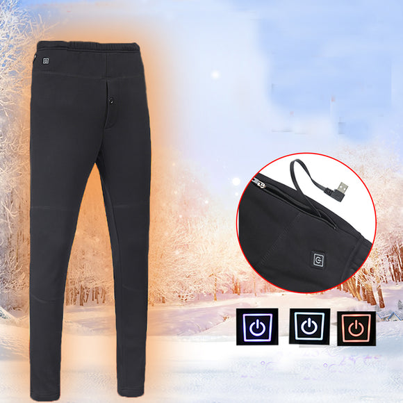 Men Women Outdoor Sports Heating Pants Winter Warm Electric Heated Trousers Elastic Leggings
