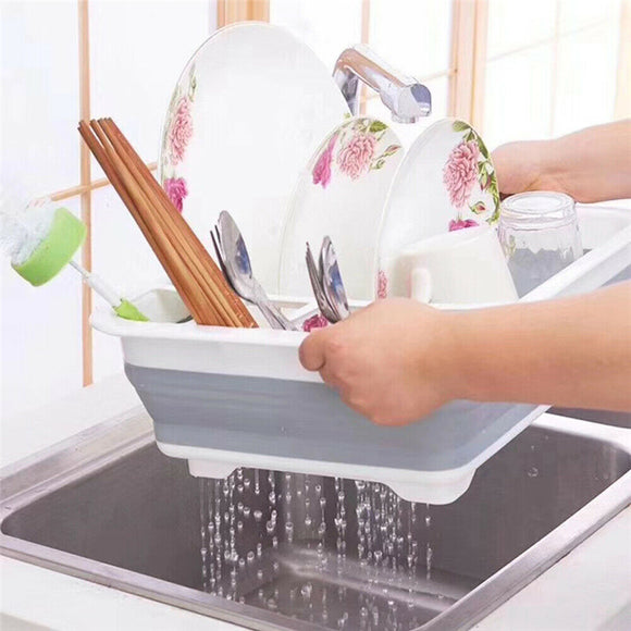 Drain Basket Dishes Draining Holder Foldable Cutlery Storage Box Dish Racks