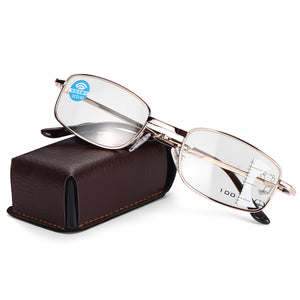 Anti-fatigue Progressive Multi-focus Reading Glasses Foldable Metal Frame Anti-blue Mini Vintage Reading Glasses