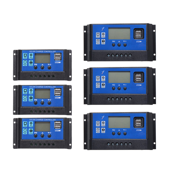 10A-60A 12V/24V Solar Panel Charger Controller Battery Regulator Dual USB LCD Display Solar Charge Controller