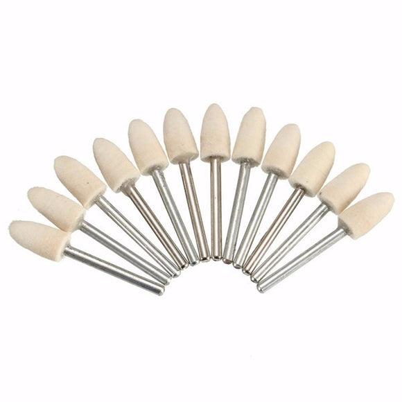 12pcs 3mm/6mm/8mm/12mm Wool Polishing Head 3mm Shank Buffing Wheel For Dremel Rotary Tool