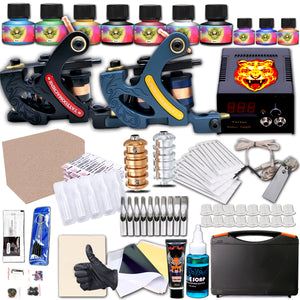 Tattoo Machine Kit  2 Top Tattoo Machine 110V Power Supply Needle Body Art Tools