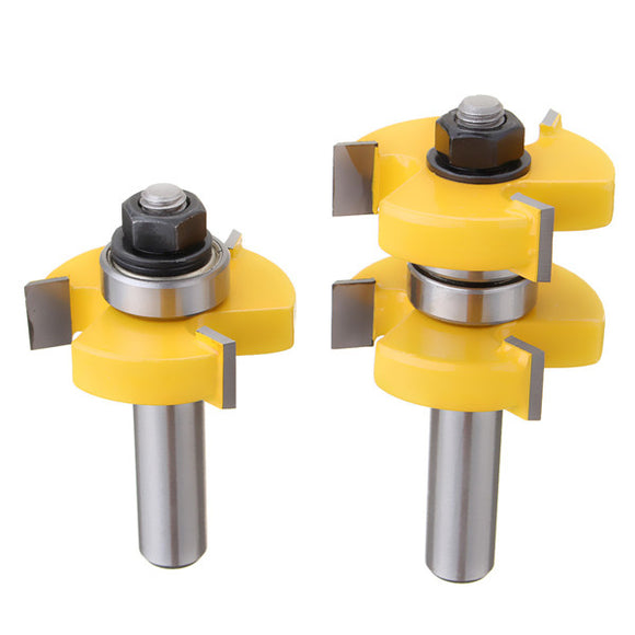 2Pcs Tongue and Groove Router Bits Set 10mm Shank Woodworking Cutter