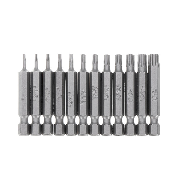 BROPPE 10Pcs Magnetic Torx Screwdriver Bits T5/T6/T7/T8/T9/T10/T15/T20/T25/T27/T30/T40 1/4 Inch Hex Shank Screwdriver Set for Bosch