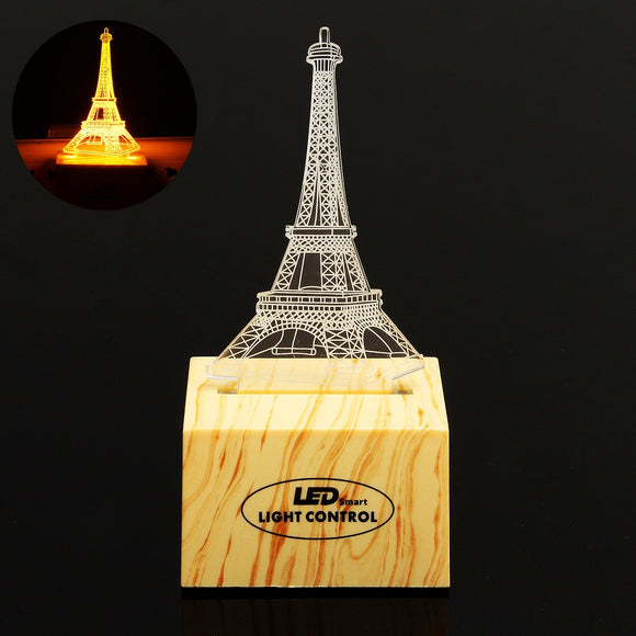 3D Eiffel Tower Induction Control Plug In LED Night Light Desk Table Lamp