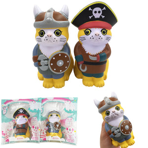 SquishyFun Squishy Viking Pirate Cat Kitten Cosplay 13.5*9*7CM Licensed Slow Rising With Packaging