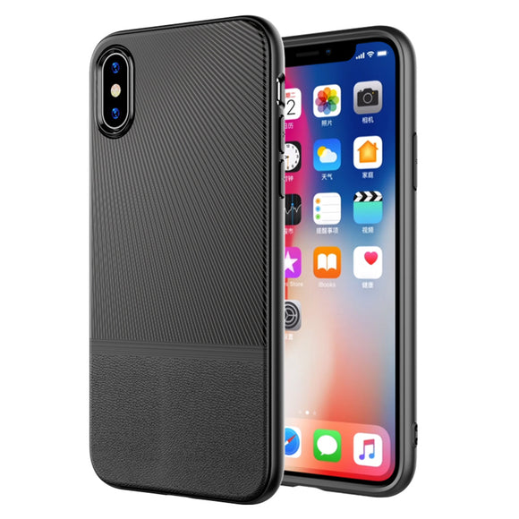 Anti-fingerprint Leather Pattern Soft TPU Protective Case for iPhone X