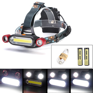 XANES 1300LM 2 x XM-L T6 LED COB Rechargeable 18650 Battey Headlamp Head Light Torch