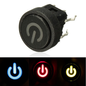 Power Symbol Latching Switch LED Light Push Button SPST