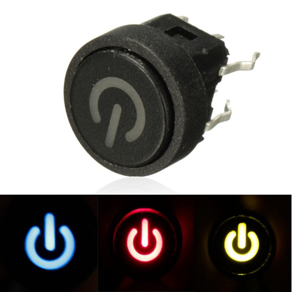 Power Symbol Latching Switch LED Light Push Button SPST