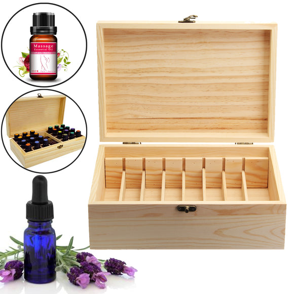 Storage Box Wooden Organizer Travel Carry Case For 5ml-30ml Essential Oil Bottle