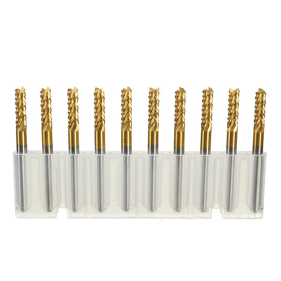 Drillpro 10pcs 3mm Carbide End Mill Cutter Titanium Coated Engraving Milling Cutter Carbide Rotary Burr
