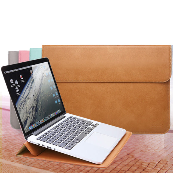 PU Leather Folding Kickstand Sleeve Pouch Carrying Bag Case for Macbook 13/15 Inch