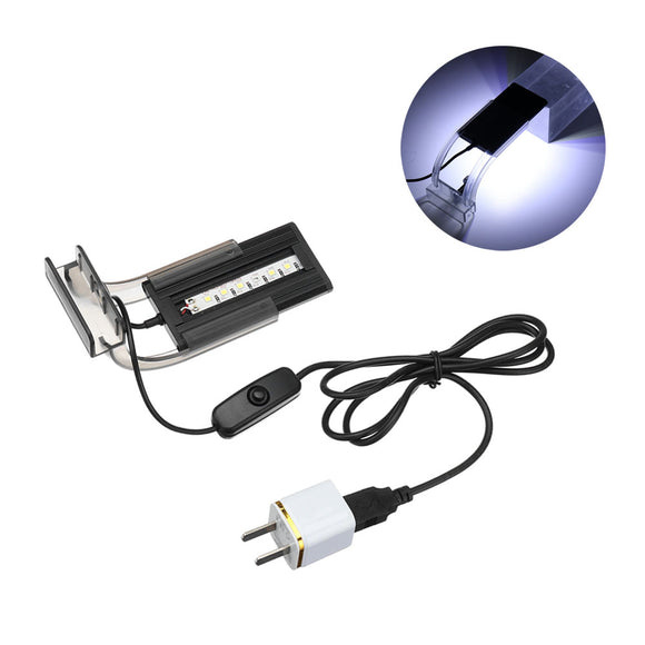 1.5W 8cm Adjustable 2835 LED Aquarium Fish Tank Super Slim Light Lamp Black