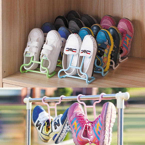 2PCS/Set Multi-function Plastic Children Kids Shoes Hanging Storage Shelf Drying Rack Shoe Racks