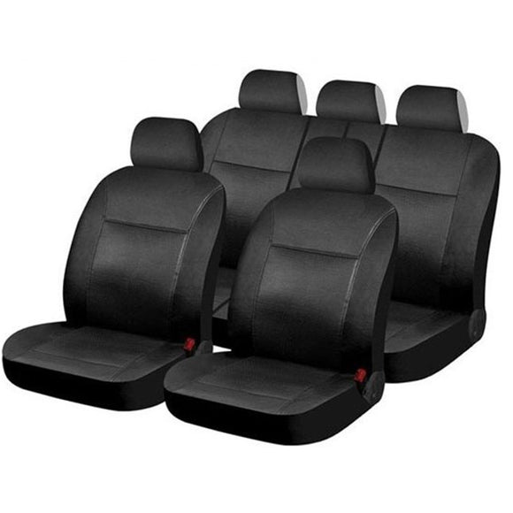 12PCS PVC Leather Car Seat Cover Full Set Front Rear Seat Cushion Mat with Zipper