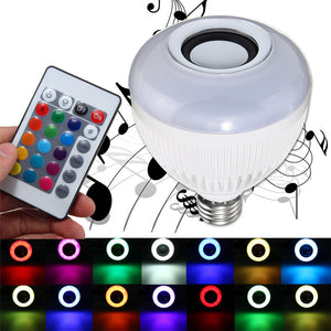 E27 12W Wireless bluetooth Music RGBW LED Audio Speaker Bulb with 24 Keys IR Remote Control