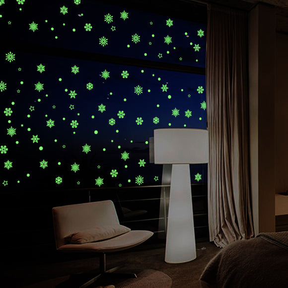 Creative Snow Fluorescent Luminous Paste Stickers Night Light Living Bedroom Decorative Wall Sticker