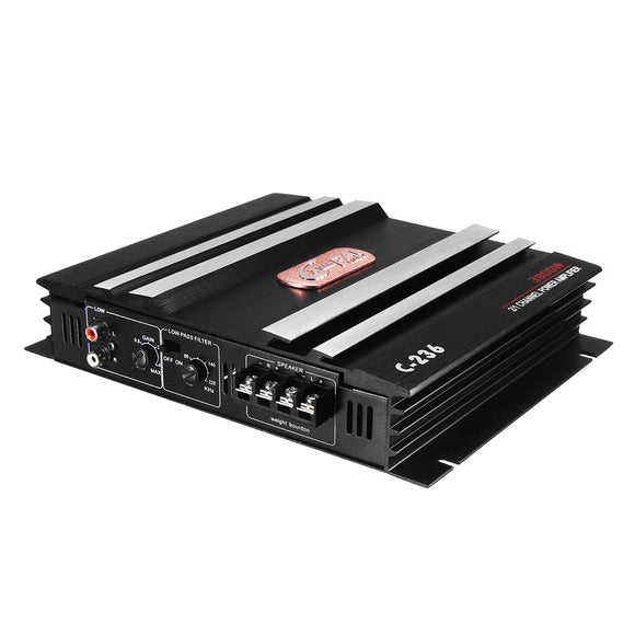 C-236 3800 Watt 2 Channel Powerful Car Audio Amplifier Bass AMP Aluminum 12V DC