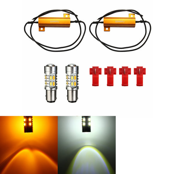 5730 1157 LED Turn Signal Light Bulb Dual Color 20-SMD Switchback +Resistor