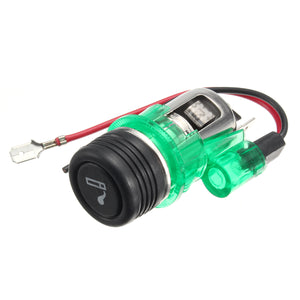 12V Universal Illuminated Car Cigarette Lighter Socket Plug Green w/ Wire