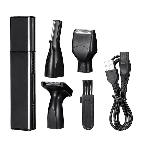 4 in 1 Cordless Nose Hair Trimmer USB Charging Ear Face Eyebrow Beard Hair Removal Machine Clippers
