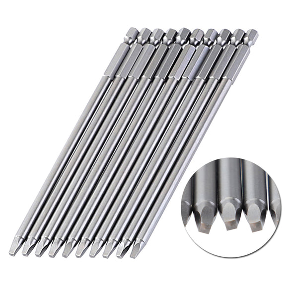 10pcs 150mm SQ2 Square Driver Bit Screwdriver Bits Set S2 Steel 1/4 Inch Hex Shank Magnetic For Pocket Hole Jig Woodworking Tool