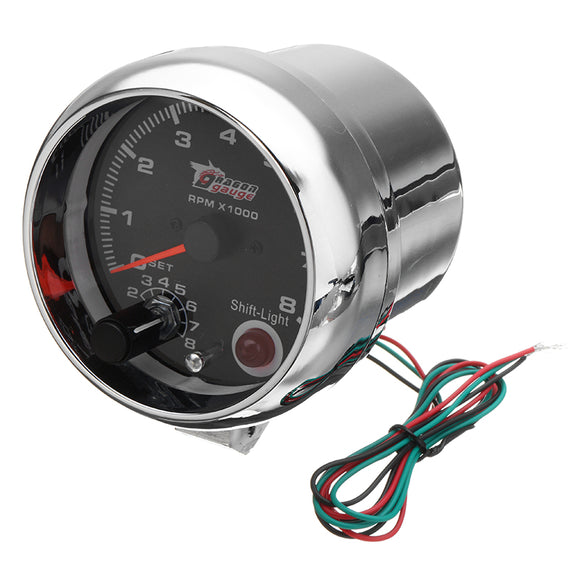 3.75 Inch 12V RPMx1000 Tacho Tachometer with Shift Light RPM Rev Gauge Meter