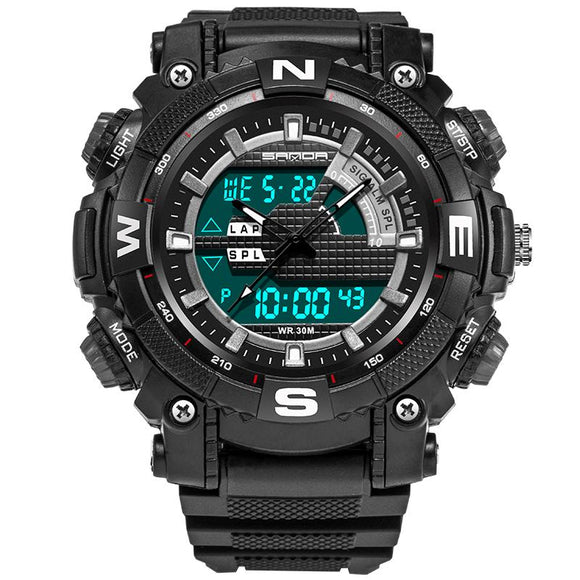 SANDA 743 Fashion Men Dual Display Watch Swimming Diving Sport Watch