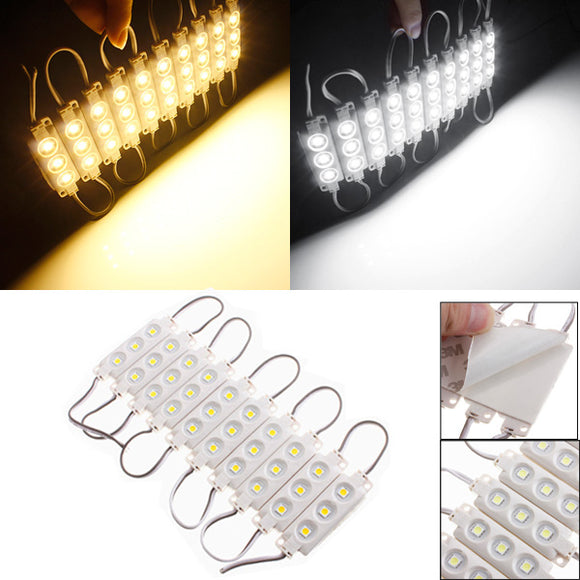 10pcs Molding Waterproof 3LED 5050 SMD Module Light White/Warm White