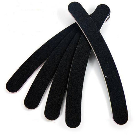 Black Nail Art Buffer Files Crescent Sandpaper Grit