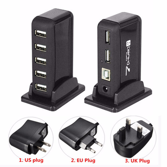 HOT 7 Port USB 2.0 Hi Speed Multi Hub Expansion With Power Adaptor