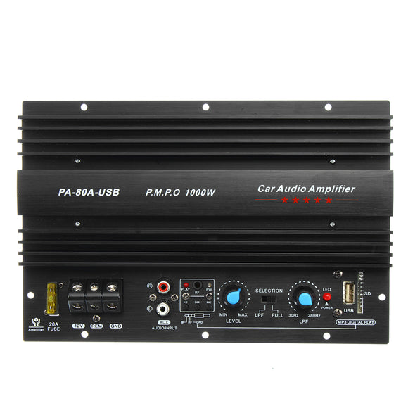12V 1000W Car Audio Amplifier Amp Board Bass Subwoofer for 8/10/12 Inch Speaker