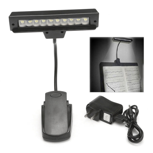 Portable 10 LED Clip-on Orchestra Piano Music Stand Table Light Flexible Reading Lamp