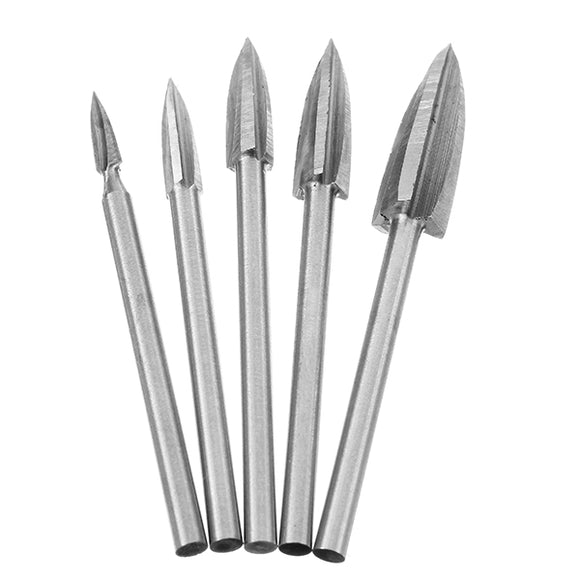 HILDA 3mm Shank 5Pcs 3-8mm Milling Cutters White Steel Three Blades Wood Carving Knives