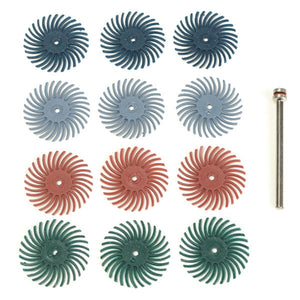 12pcs 1/8 Inch Shank Bristle Brushes 80/120/220/400 Grit Disc Brushes