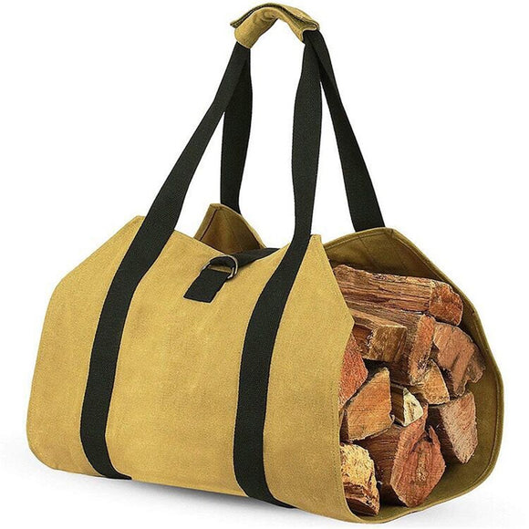 Log Carrier Wood Carrying Tool Bag Firewood Carrier for Fireplace 16oz Waxed Canvas