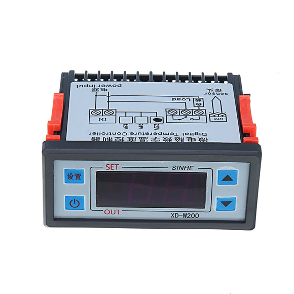 XD-W200 220V Digital Display Intelligent Temperature Controller Cold Storage Controller Adjustable Thermostat With Sensor
