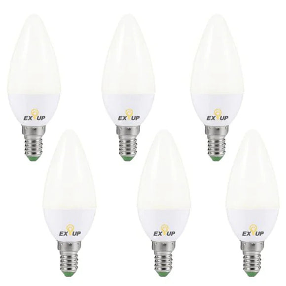 6PCS EXUP AC220V 5W E14 C37 LED Candle Light Bulb for Indoor Living Room Home Decoration